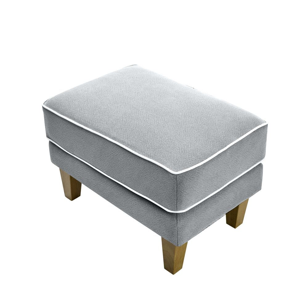 Bondi Ottoman Grey with White Piping