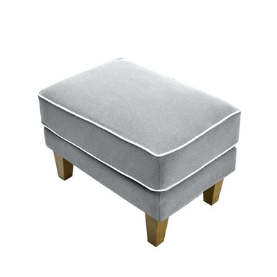 Bondi Ottoman Grey with White Piping