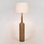 Flask Wood Floor Lamp Saddle Base with White Shade