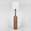 Flask Wood Floor Lamp Saddle Base with White Shade