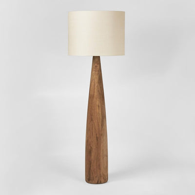 Samson Wood Floor Lamp Saddle Base with Natural Shade