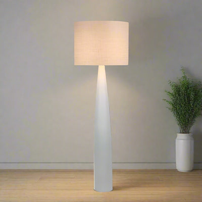 Samson Floor Lamp Base White with Natural Shade