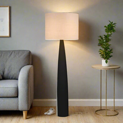 Samson Floor Lamp Base Black with Natural Shade