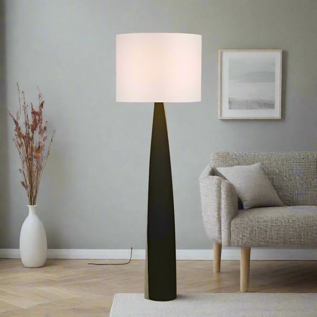 Samson Floor Lamp Black Base with White Shade