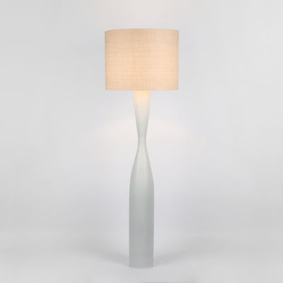 Callum Floor Lamp Base White with Natural Shade