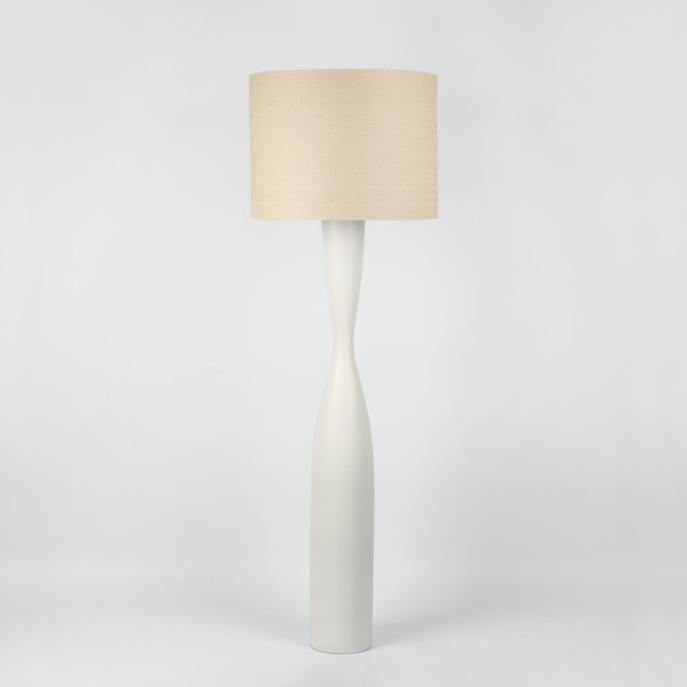 Callum Floor Lamp Base White with Natural Shade