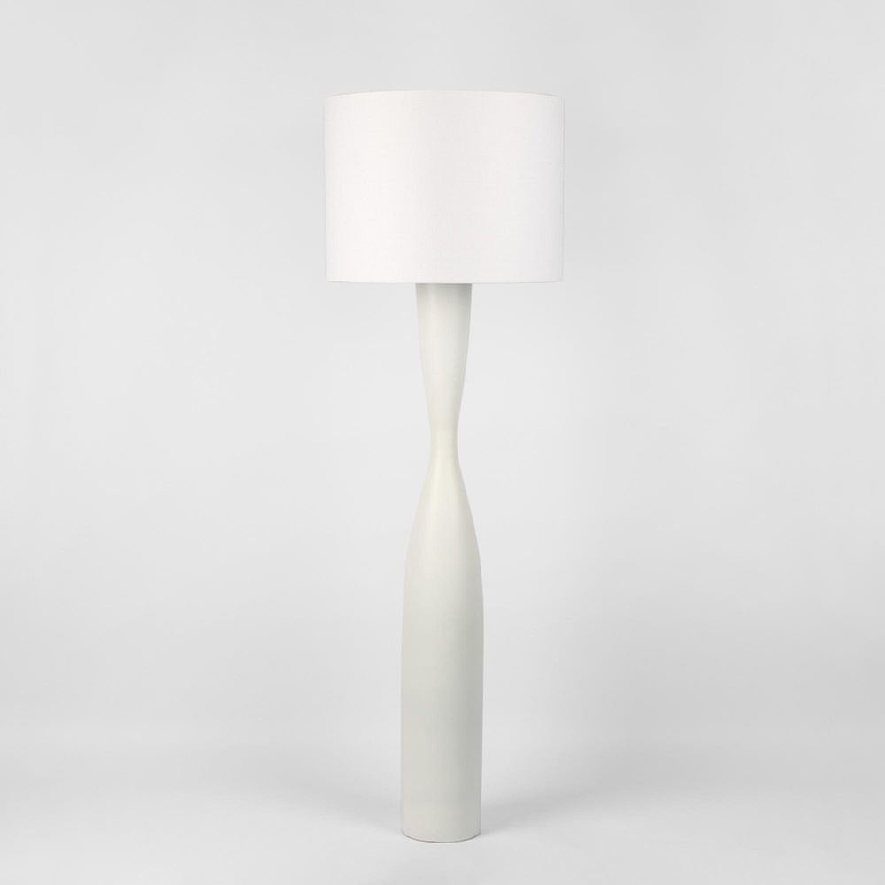 Callum Floor Lamp Base White with Shade White