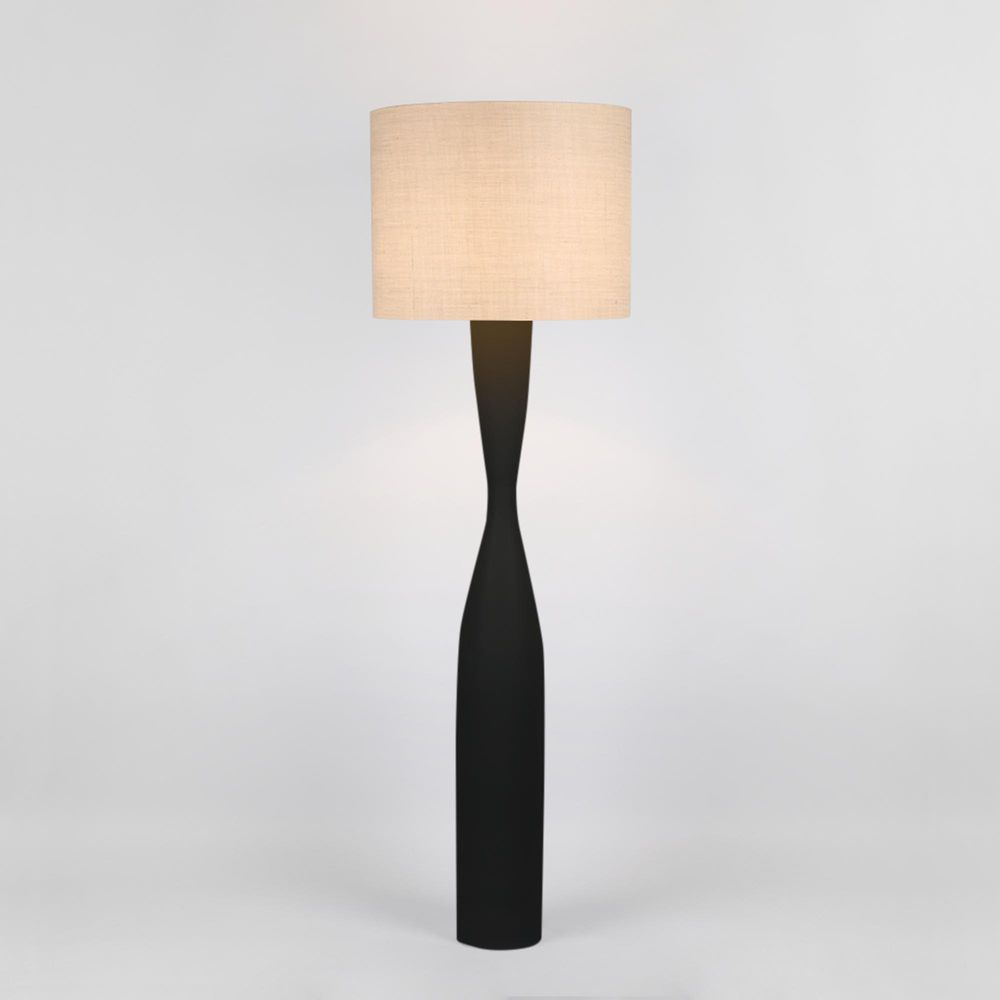 Callum Floor Lamp Base Black with Natural Shade