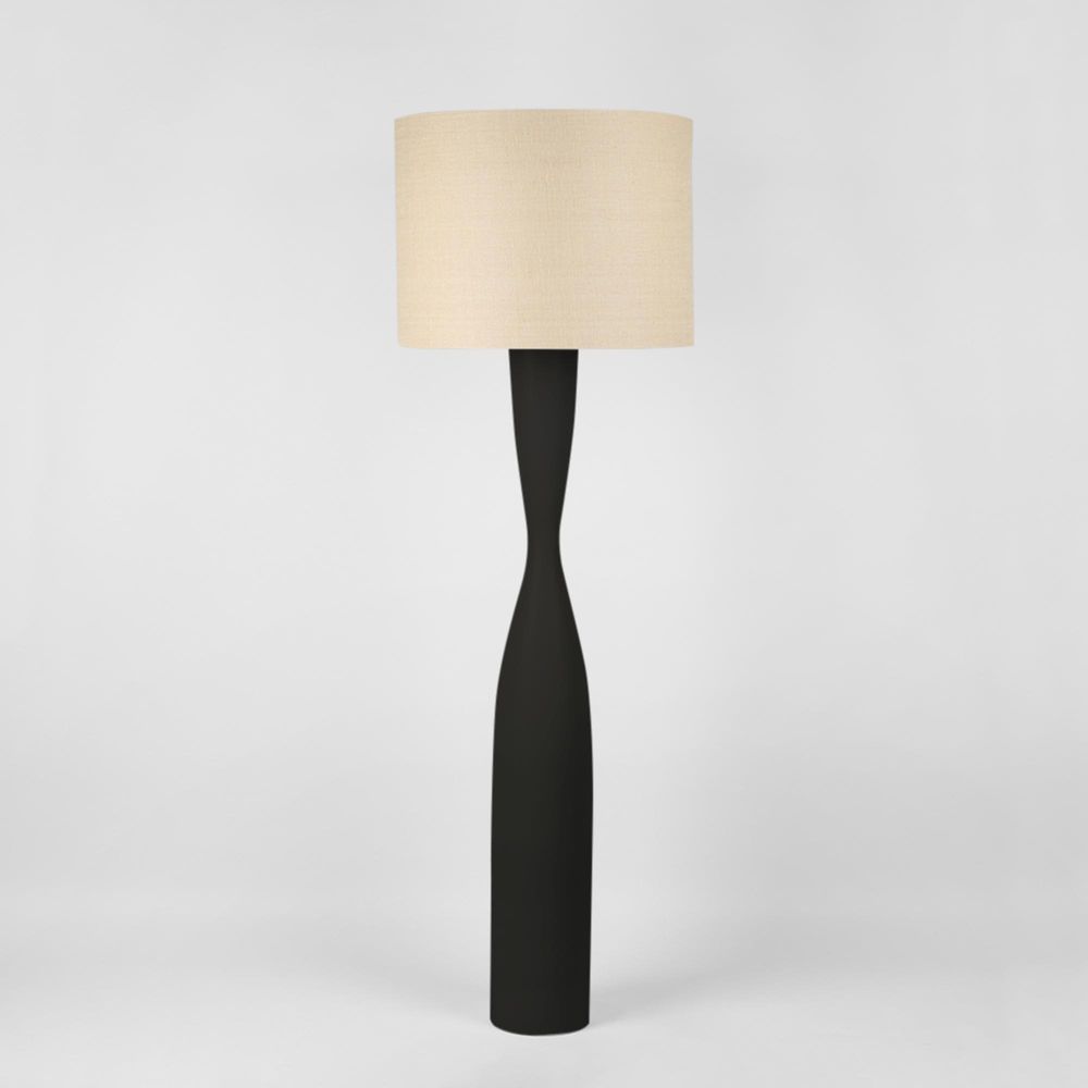 Callum Floor Lamp Base Black with Natural Shade