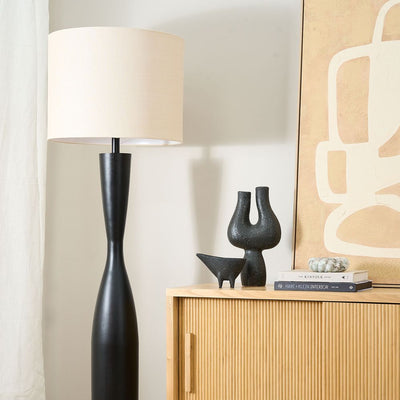 Callum Floor Lamp Base Black with White Shade