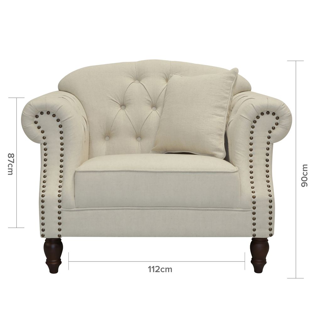 Vaucluse Buttoned Armchair Beige