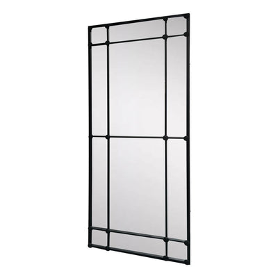 Rectangular 12 Pane Mirror Black Matt