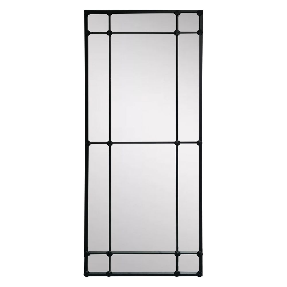 Rectangular 12 Pane Mirror Black Matt