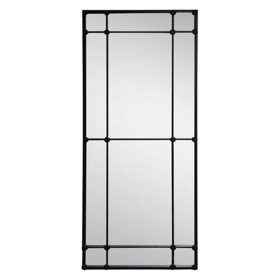 Rectangular 12 Pane Mirror Black Matt