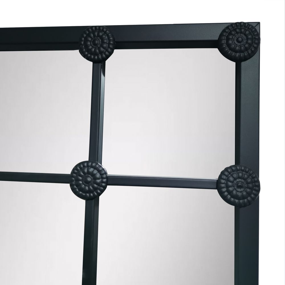 Rectangular 12 Pane Mirror Black Matt