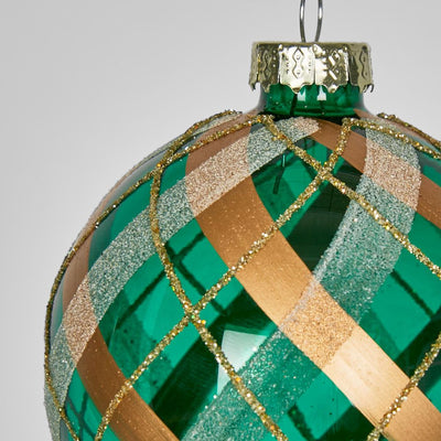 Burr Tartan Glass Baubles (Set of 6)