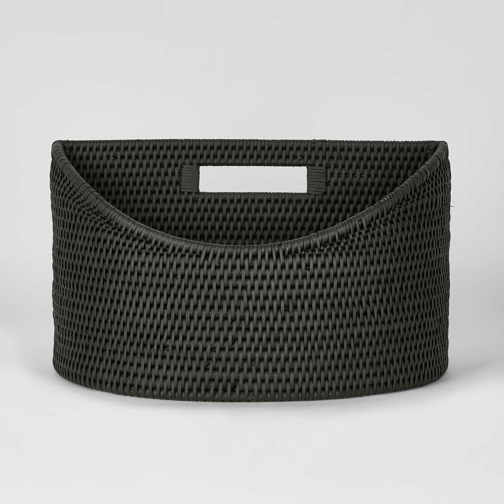 Paume Rattan Magazine Holder Black