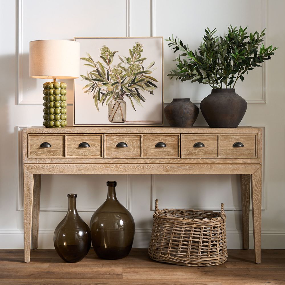 Columbus Oak 6 Drawer Hall Table