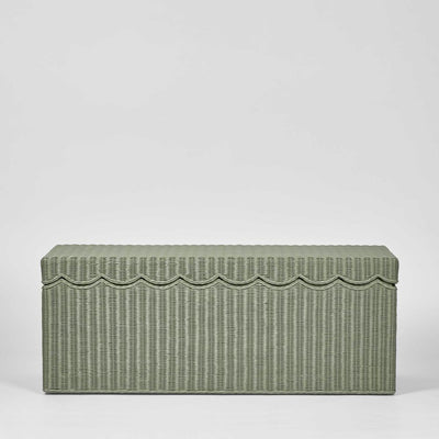 Belle Rattan Storage Bench Green