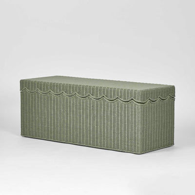 Belle Rattan Storage Bench Green