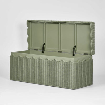 Belle Rattan Storage Bench Green