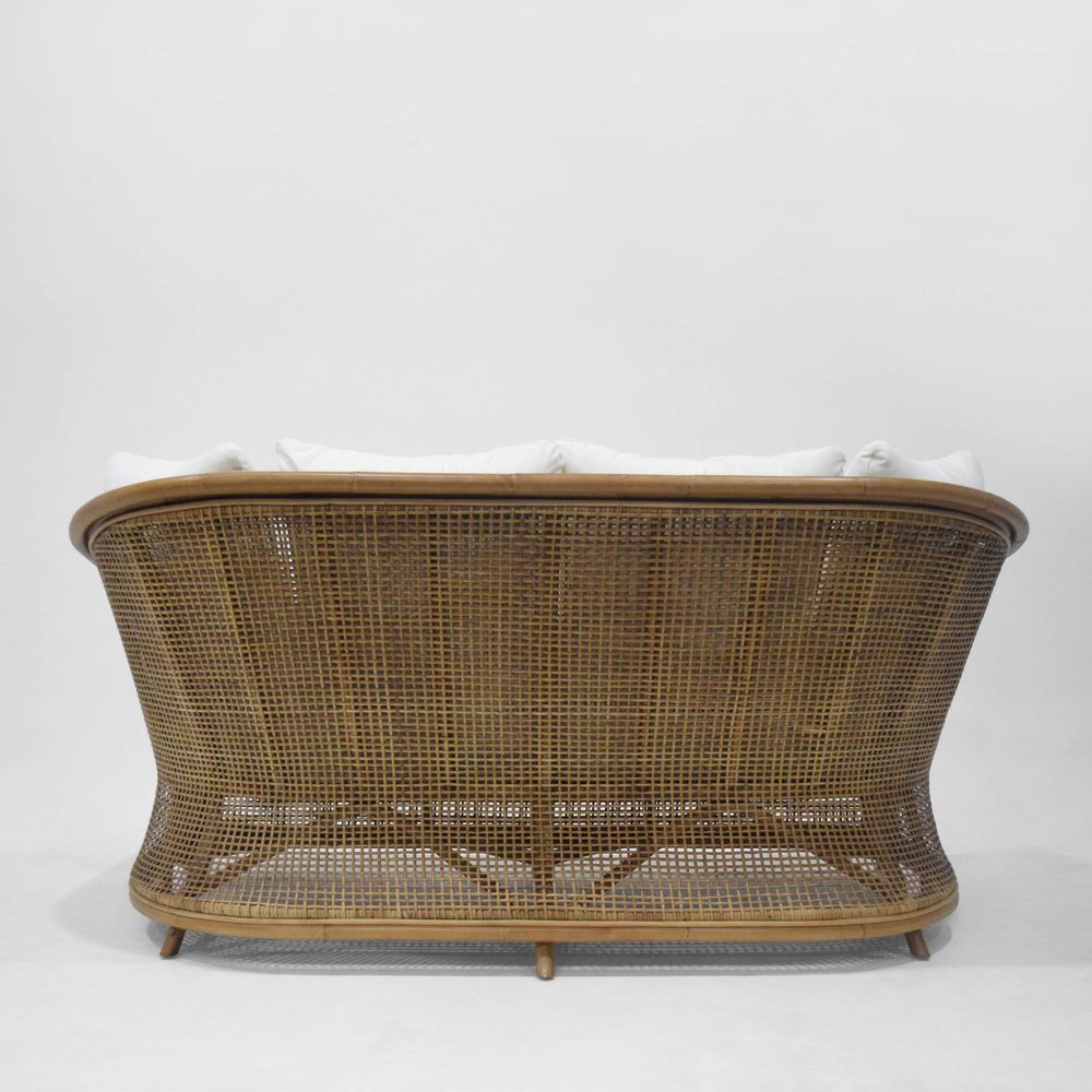 Cayman 2 Seat Rattan Sofa Cream Cushion