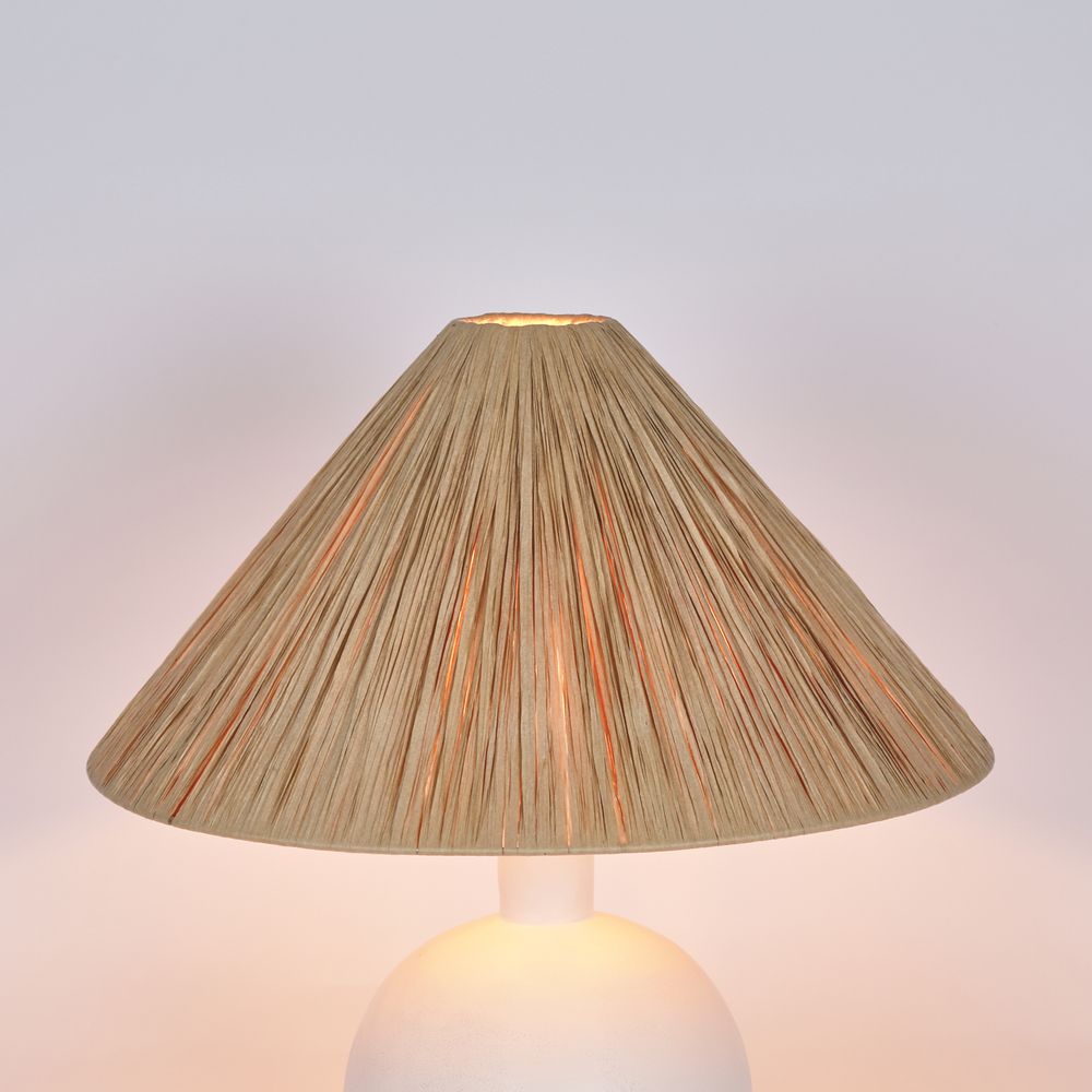 Esta Lamp Small White with Raffia Shade