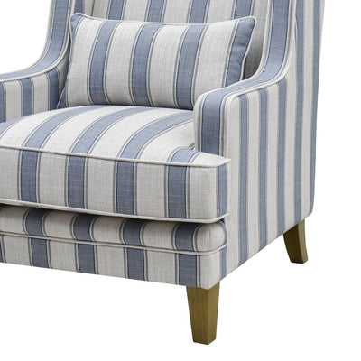 Bondi Armchair Blue Sky Stripe W/Blue Piping