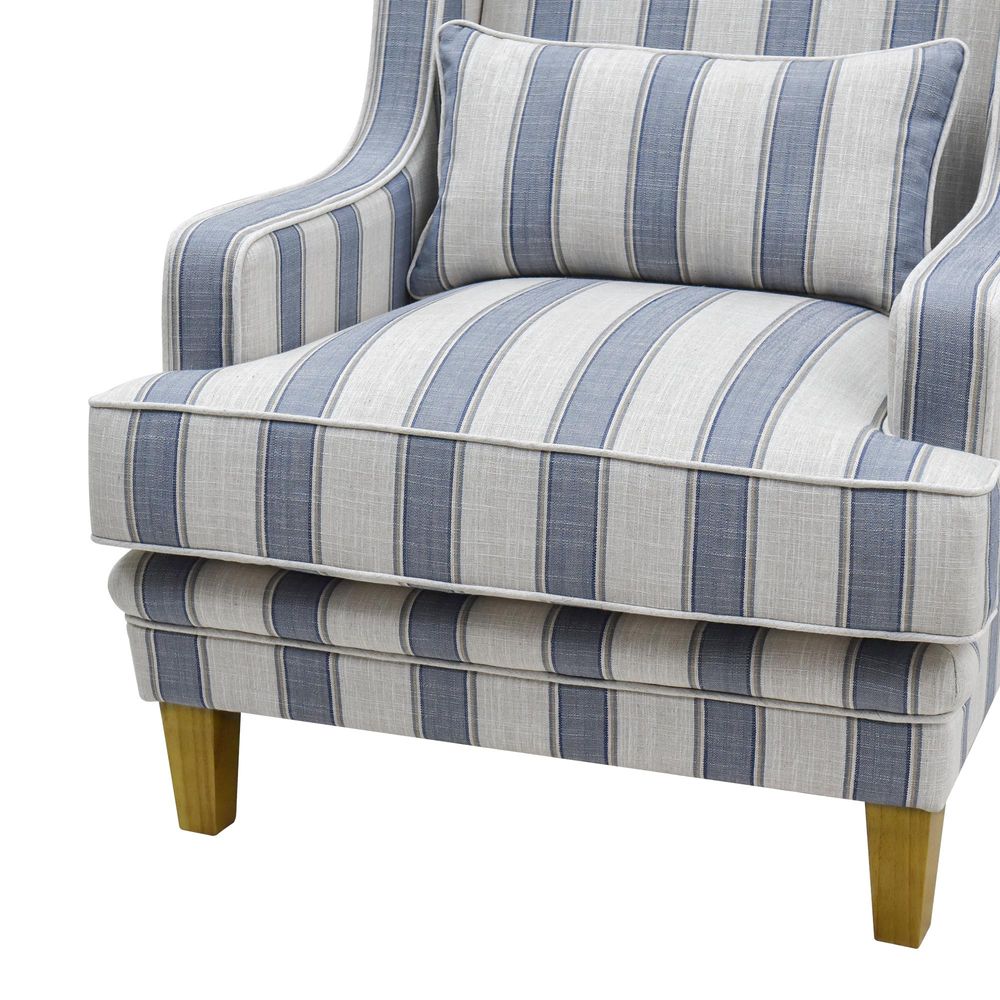 Bondi Armchair Blue Sky Stripe W/Blue Piping