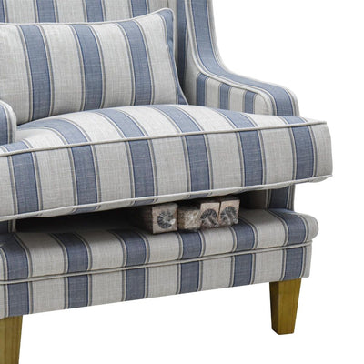 Bondi Armchair Blue Sky Stripe W/Blue Piping