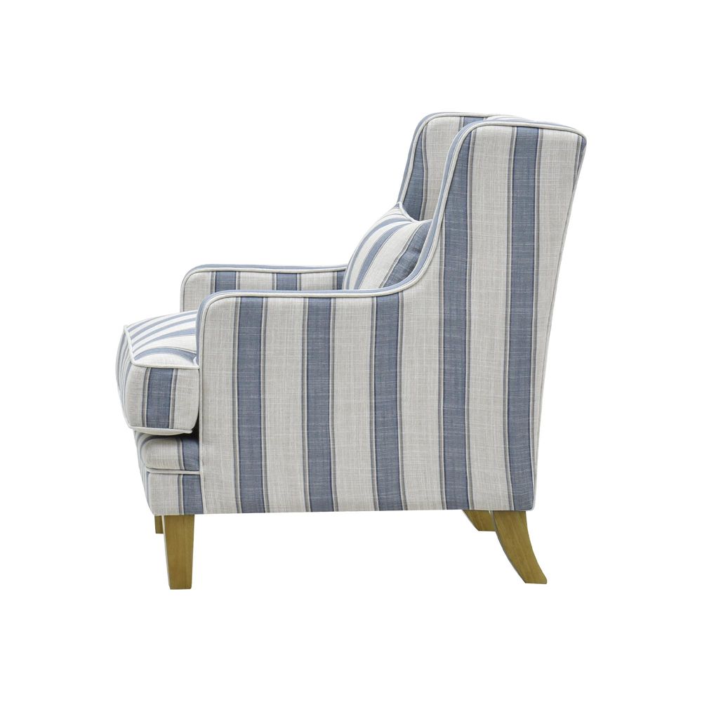 Bondi Armchair Blue Sky Stripe W/Blue Piping