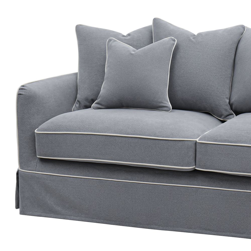 Slip Cover Only - Noosa Hamptons 2.5 Seat Sofa Grey W/White Piping