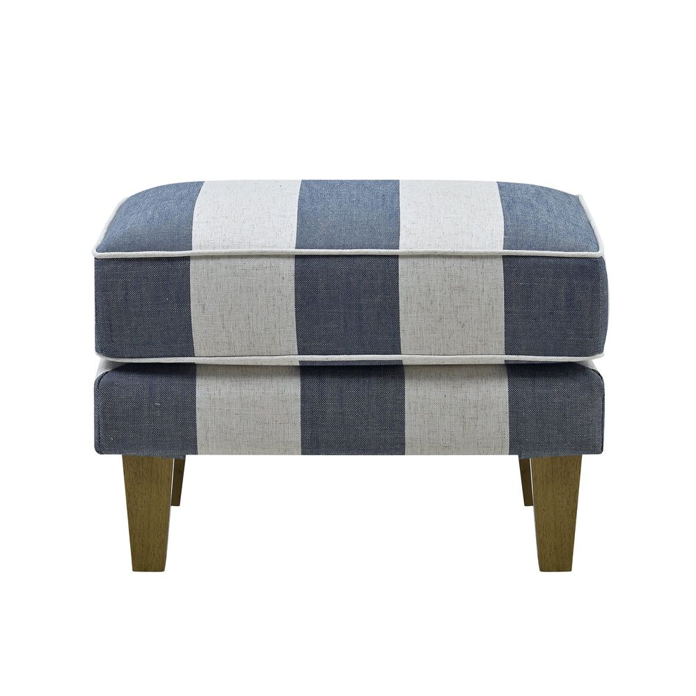 Bondi Hamptons Ottoman Blue/White Pin Stripe