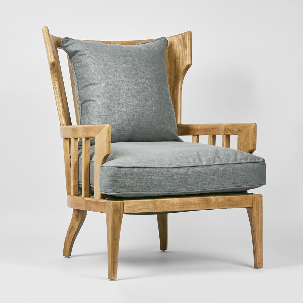 Jackman Coastal Oakwood and Linene Armchair Blue