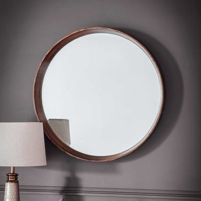 Keaton Round Mirror Walnut Medium