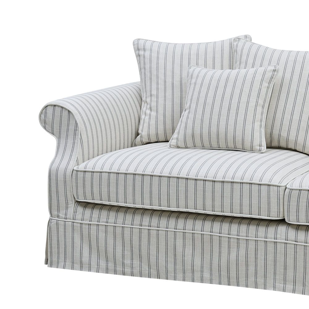 Slip Cover Only - Avalon Hamptons 3 Seat Sofa Stone Stripe