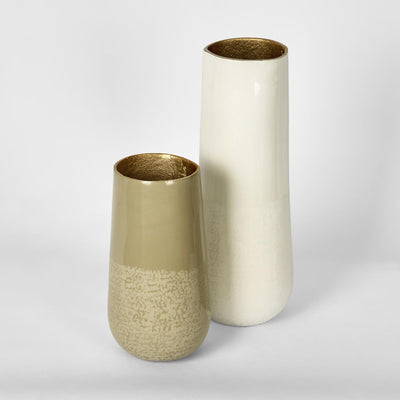 Elsa Short Vase Beige Gloss