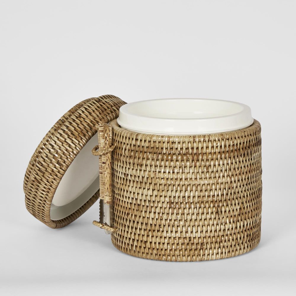 Paume Rattan Ice Bucket w Tong Natural