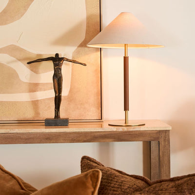 Huntley Leather & Brass Table Lamp & Shade