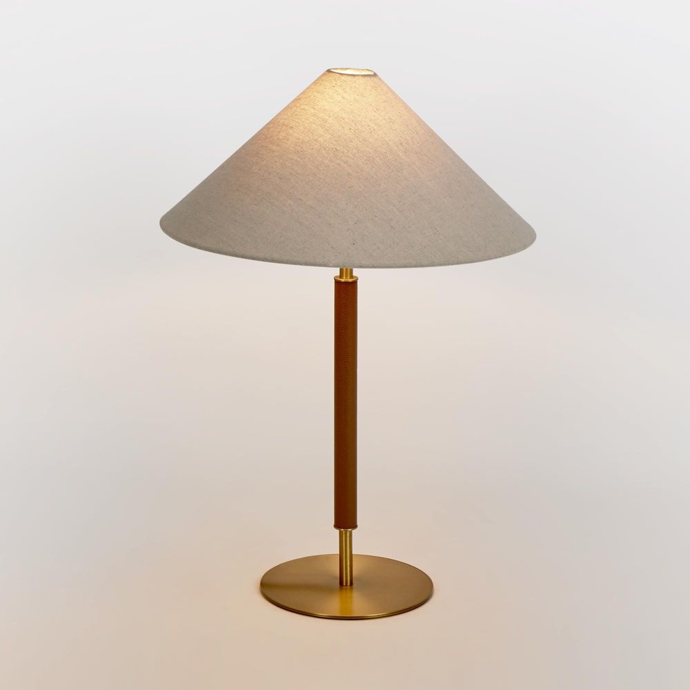 Huntley Leather & Brass Table Lamp & Shade