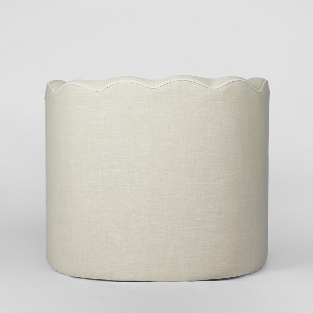 Camille Scallop Armchair Natural with White Piping