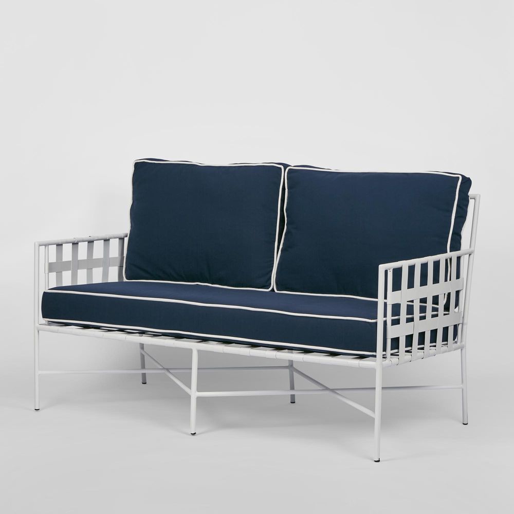 Sheffield Iron Lounge White/Navy -Outdoor