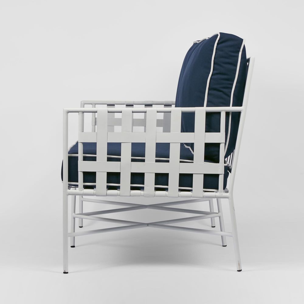 Sheffield Iron Lounge White/Navy -Outdoor