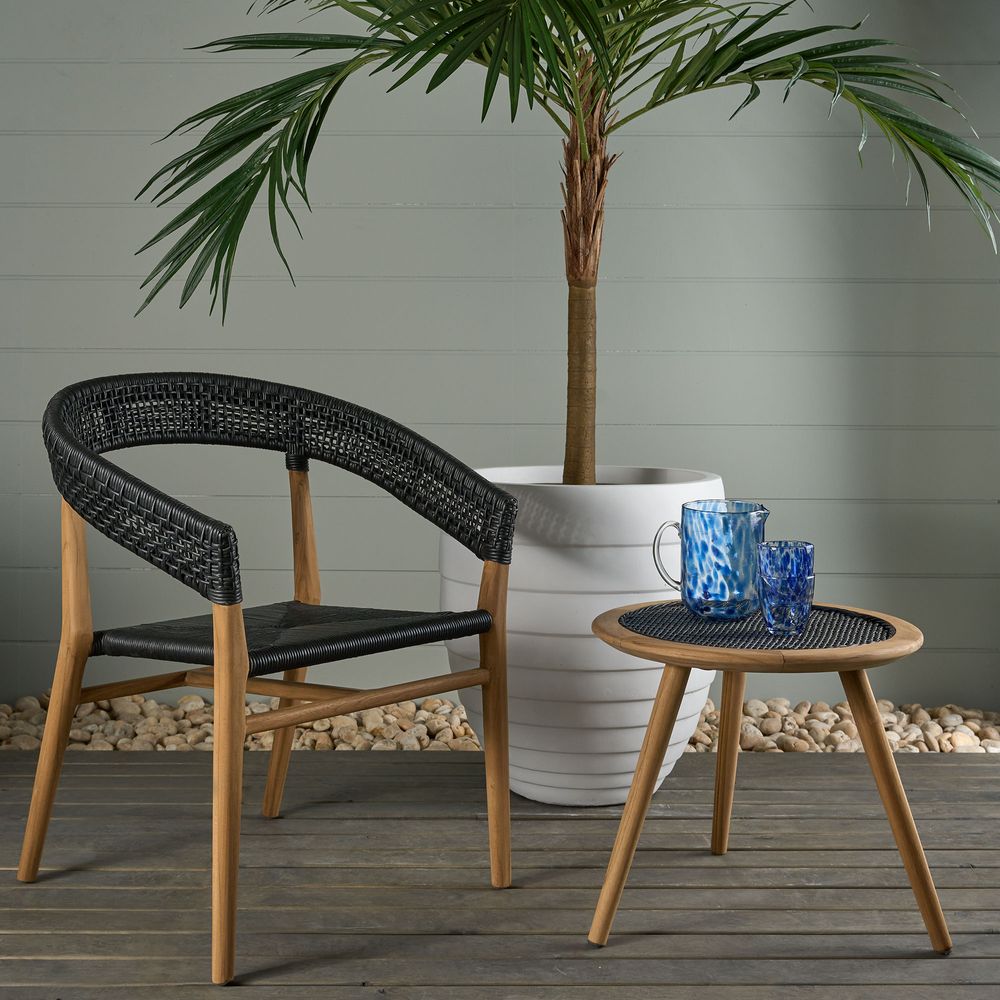 Cove Teak & Synthetic Dining Chair Black -Outdoor