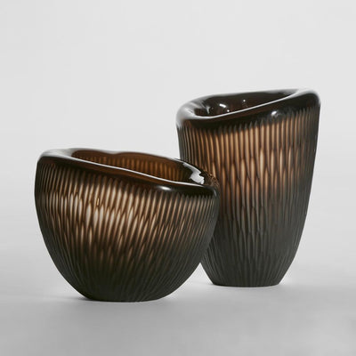 Fossil Low Vase Brown