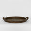 Paume Rattan Round Serving Tray with Handles Antique Brown