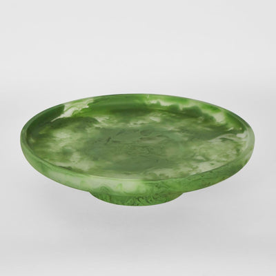 CARSON Resin Serving Platter Round on Stand Green