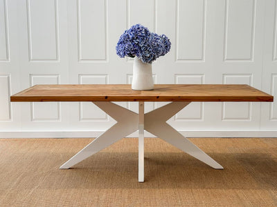 Mudgee 220 cm Dining Table Timber Top White Leg