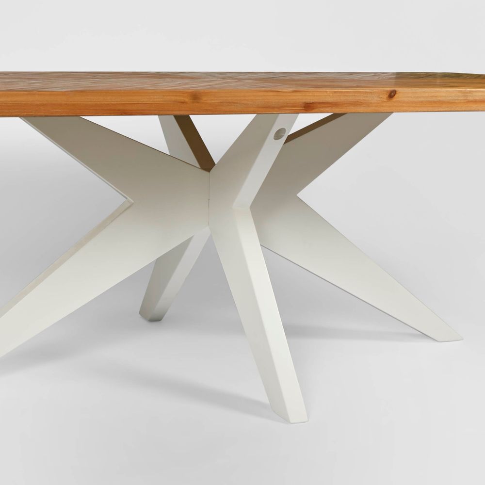 Mudgee 220 cm Dining Table Timber Top White Leg