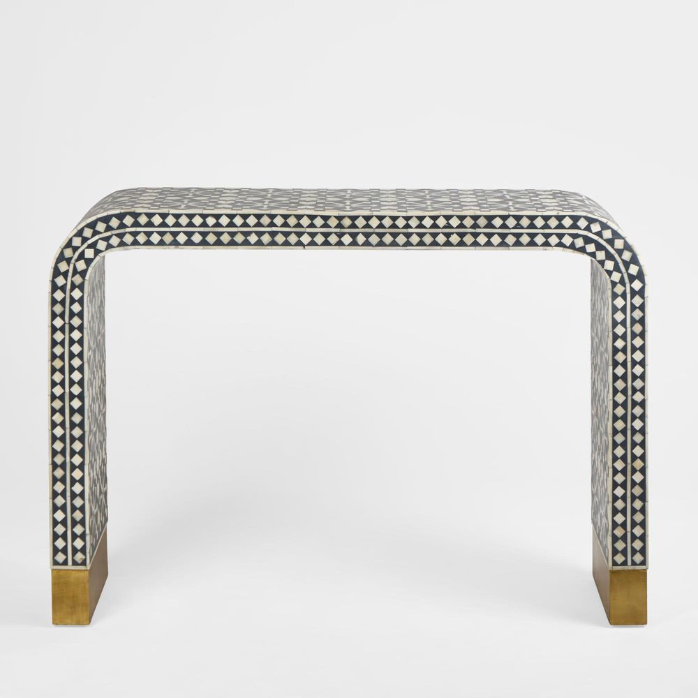 Adina Bone Inlay Console Table Grey/White